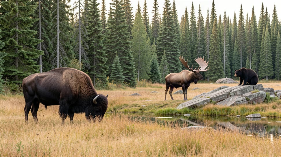 Canadian Domain bison moose exhibit